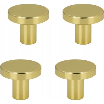 4 x Nábytková knopka kulatá kovová 2,5 cm zlatá kartáčovaná knopka na skříňku
