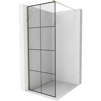 Mexen Kioto sprchová stěna Walk-in 80 x 200 cm, černá mřížka 8 mm, zlatá - 800-080-101-50-77 Sprchové stěny