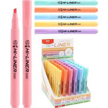 Balení zvýrazňovačů 48 ks M&G Hi-Liner Pastel (mix 6 barev)