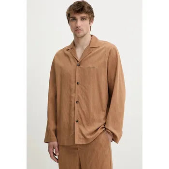 Pánská košile Košile Nanushka SHAUN NM25SSTP11575 hnědá 82X, vel. M