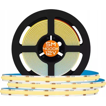 LED páska LED COB pásek 12V 5M role NEON studená bílá linka 9,8W/m silný AKS