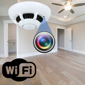 IP kamera Špionážní WiFi FHD kamera ukrytá v detektoru kouře, detekce pohybu, náhled