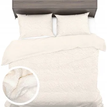 Povlečení Teplé Povlečení 160x220 + 1x 70x80 BOUCLE Bukli Beránek Fleece Silné Zimní Ecru