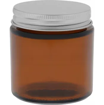 Sklenice Hnědá sklenice na svíčky 120 ml se stříbrným kovovým víčkem
