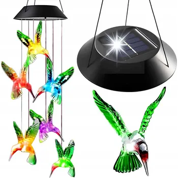 Venkovní osvětlení SOLÁRNÍ ZAHRADNÍ LAMPA GIRLANDA ZÁVĚSNÁ LED BAREVNÉ PTÁČKY KOLIBŘÍCI