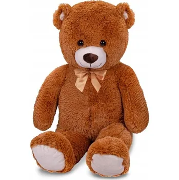 plyšák Medvěd plyšový s mašlí velký 100cm - tmavě hnědý