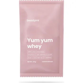 Fitness strava Vzorek proteinu Yum Yum Whey - BeastPink karamelová sušenka 400 x 30g