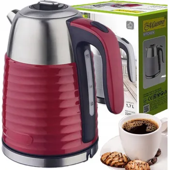 Rychlovarná konvice OCELOVÁ RYCHLOVARNÁ KONVICE bezdrátová MAESTRO VELKÁ 1,7L 2200W ČERVENÁ