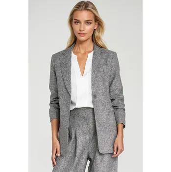 Dámské sako Sako s řasením na rukávech melanž Z82 Barva: Šedá, Velikost: XL