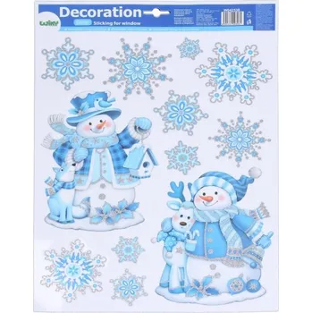 Wiky Dekorace okenní VÁNOCE vločky a sněhuláci 41x29 cm Barva: Se zvířátky