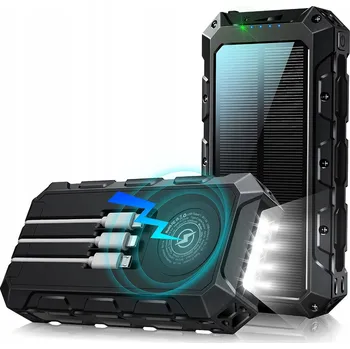 Powerbanka SOLÁRNÍ POWERBANKA S SVÍTILNOU ČERNÁ 36800mAh 3A 7X