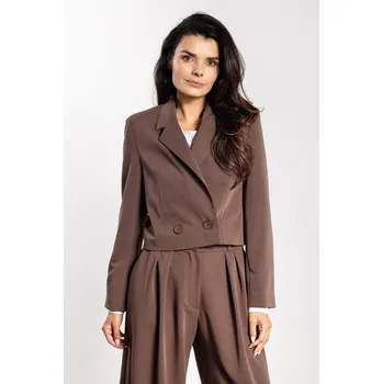 Dámské sako Elegantní dámské dvouřadé sako volného střihu A744 Barva: Čokoládová, Velikost: M