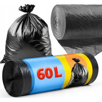 Pytle na odpadky SÁČKY NA ODPAD 60L ČERNÉ KLASICKÉ PEVNÉ ODOLNÉ 1 ROLKA