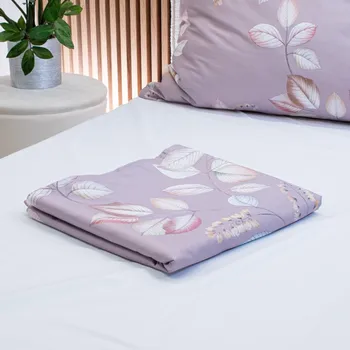 Prostěradlo na postel 250x250 bavlněný satén listí na hnědé