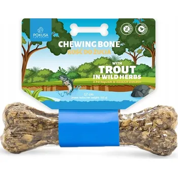 Pamlsek pro psa POKUSA Žvýkací kost TROUT s pstruhem a divokými bylinkami 17 cm