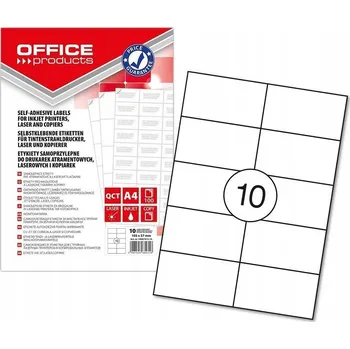 Samolepící etiketa Štítky OFFICE PRODUCTS 105x57mm bílé, 100 listů
