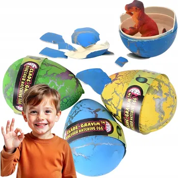 Figurka 3x JAJO vajíčko dinosaura líhnoucí se rostoucí DINOSAURUS VELKÉ JAKO DÁREK