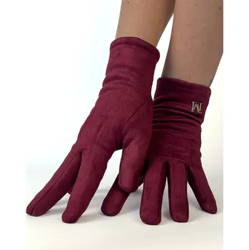 Rukavice Dámské semišové bordó rukavice, VELIKOST UNI