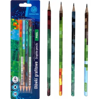 Grafitová tužka 4ks - Obyčejná HB tužka AstraPEN Pixel, blistr, 206023011