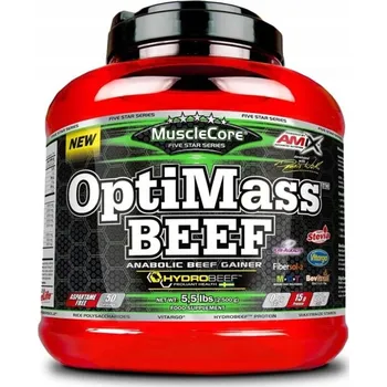 Gainer Amix OptiMass Beef 2500 Gainer Hovězí Protein Sacharidy Bez Cukru