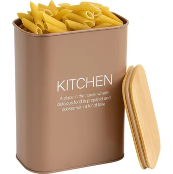 Dóza na potraviny Zeller Present Plechová dóza s bambusovým víkem, mandlová KITCHEN ZELLER 3l - 17 x 12 x 25 cm