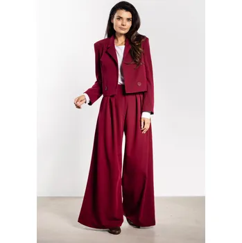 Dámské sako Elegantní dámské dvouřadé sako volného střihu A744 Barva: Vínová, Velikost: XL