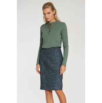 Dámská sukně Tužková sukně s ozdobným zipem melanž SP85 Barva: Tmavě Modrá, Velikost: S