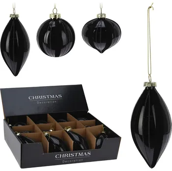 Vánoce Vánoční skleněné ozdoby - mix tvarů, černé (cena je za 1 kus)