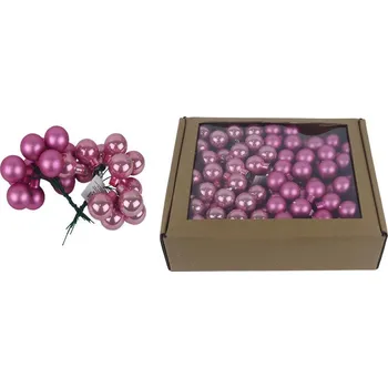Vánoční dekorace Skleněné baňky na drátku růžové, pr.2,5cm, S0571-05/BOX 144 ks