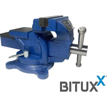 Svěrák Zámečnický svěrák stolní litinový čelisti BITUXX 100 mm otočný o 360 stupňů MS19683