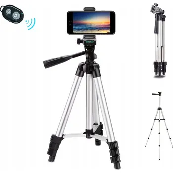 Selfie tyč STATIV 4v1 TRIPOD DLOUHÝ S DRŽÁKEM NA TELEFON, DÁLKOVÝM OVLADAČEM 106 CM + DÁLKOVÉ OVLÁDÁNÍ PRO SELFIE