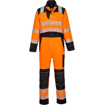 Pracovní kombinéza PortWest | PW3 FR Modaflame HVO kombinéza - Orange/Black / XXXL / 3XL / oranžová