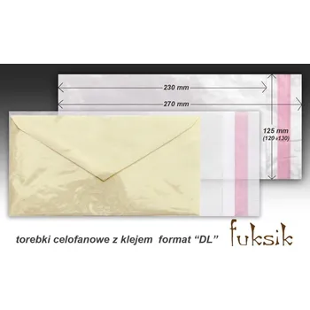 Obálka Celofánové obálky s lepidlem ~FUKSIK~ 50 Ks 12x23 DL