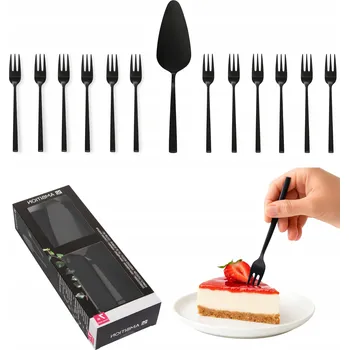 Příbor Dezertní vidlička matná Ambition, černé vidličky na dezerty, 1 ks