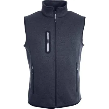 Pánská vesta DAIBER JN 774 / Pánská pletená fleecová vesta se stojáčkem - dark grey melange/silver XL