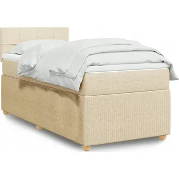 Postel Čalouněná jednolůžková postel VidaXL 90x200 cm, béžové odstíny