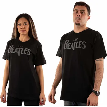 Pánská móda The Beatles tričko, Drop T Logo Diamante Crystals Black, pánské XXL
