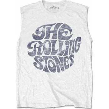 Pánská móda Rolling Stones tričko bez rukávů, Vintage 70s Logo White, pánské L