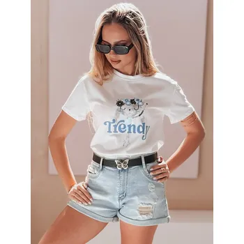 Dámské kraťasy Dámský džínové šortky s páskem SUMMERFLY Dstreet SY0482 Barva: Modrá - světle, Velikost: M