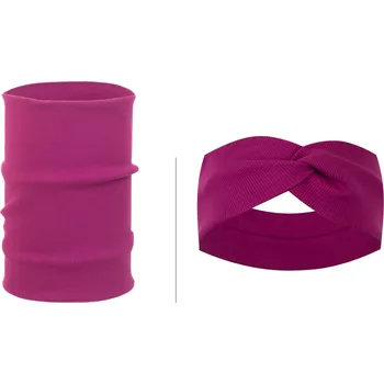 Čelenka Ebbie Dětský set nákrčník vel. dětský - čelenka vel. 3+ - MALINOVÁ ŽEBROVANÁ