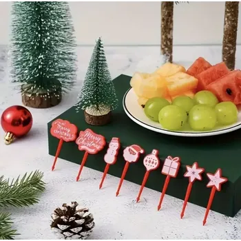 Party nádobí Napichovátka - VÁNOCE - 8 ks - ČERVENÉ (Značka: JETTING)