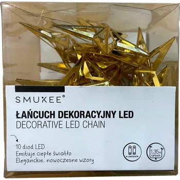Vánoční dekorace Světelný řetěz Smukee 135 cm na baterie, zlatý
