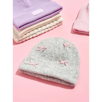 Čepice Sinsay - Měkká čepice se sametovými mašlemi - šedá - 091FU-09M - 091FU-09M-L