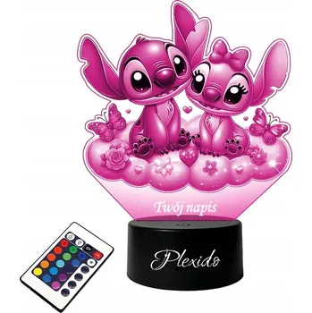 Dekorativní svítidlo LAMPKA na SKLE Lilo a Stitch Anděl 3D LED RGB + DÁLKOVÝ OVLADAČ 16 BAREV