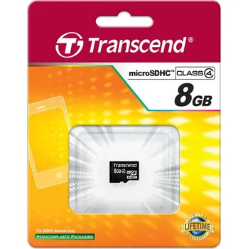 Paměťová karta TRANSCEND 8 GB micro SD microSD SDHC Class 4 + adaptér SD