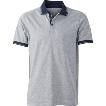 Pánské tričko DAIBER JN 706 / Pánská žerzejová melírovaná polokošile - grey heather/navy M