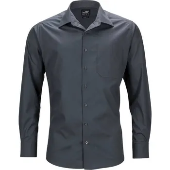Pánská košile DAIBER JN 642 / Pánská popelínová business košile s dlouhým rukávem - carbon M