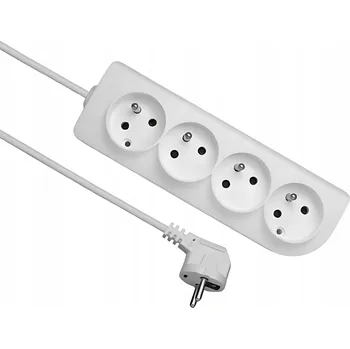 Napájecí kabel ELGOTECH Prodlužovací Kabel se 4 zásuvkami, 10 m, kabel OMY 3x1, bílý, 1 KS