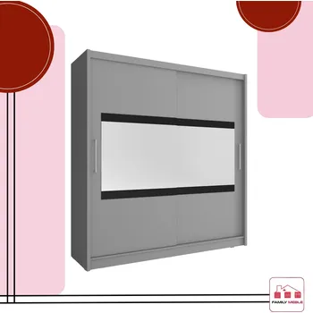 Šatní skříň SKŘÍŇ RITA IV, otevírací 200 cm, bílé GRAFIT , ZRCADLO tyč