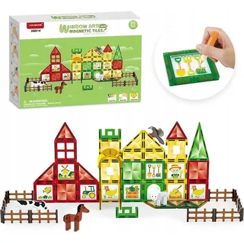 ostatní stavebnice Magnetická stavebnice Window Art Farm 80ks - Magnetic Tiles